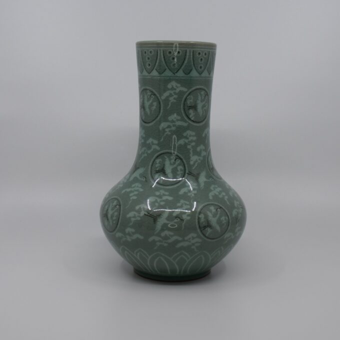 Vintage Celadon Vaas 'Vogels' - Afbeelding 5