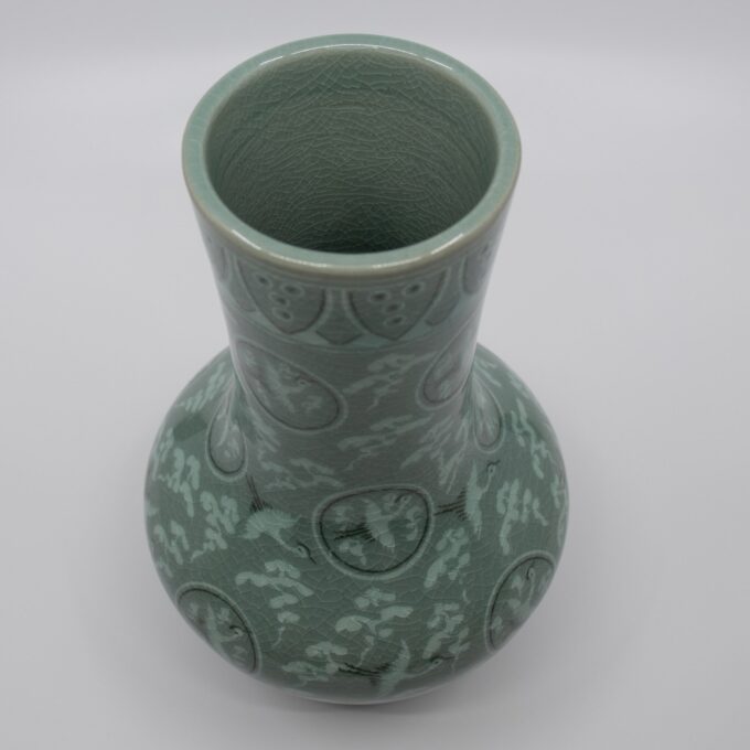 Vintage Celadon Vaas 'Vogels' - Afbeelding 3